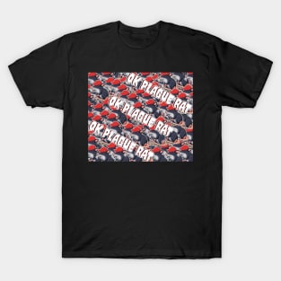 OK Plague Rat Red Hat Crowd Design Diagonal Print T-Shirt